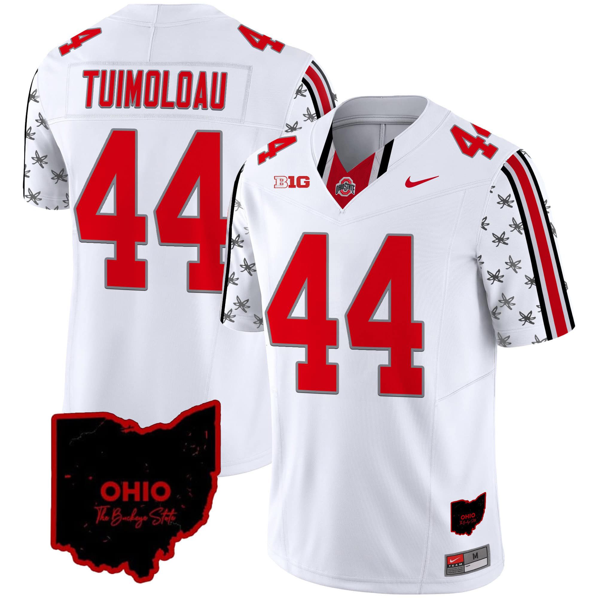 Men Ohio State Buckeyes #44 Tuimoloau White 2024 Nike Home Patch Vapor Limited NCAA Jersey